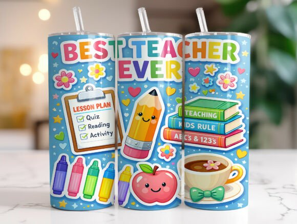 20oz Best Teacher Ever Tumbler Wrap