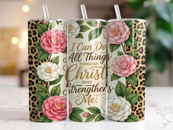 20oz Floral Faith Skinny Tumbler Wrap
