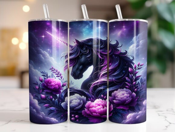 Celestial Unicorn 20 Oz Tumbler Wrap PNG