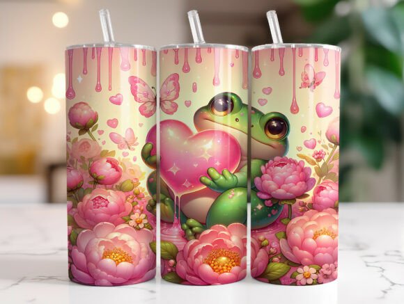 Cute Frog Valentine 20oz Tumbler Wrap