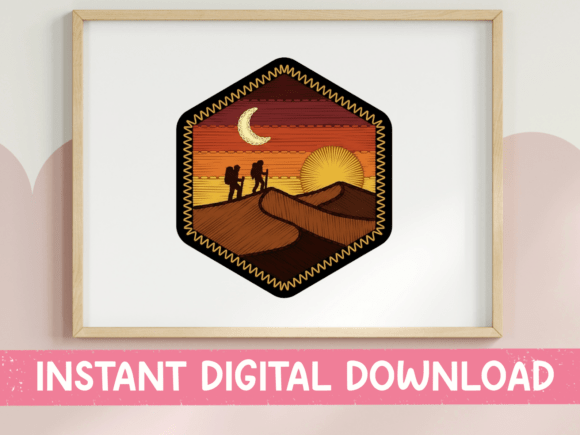 Desert Hiker Sunset Hexagon Badge Review
