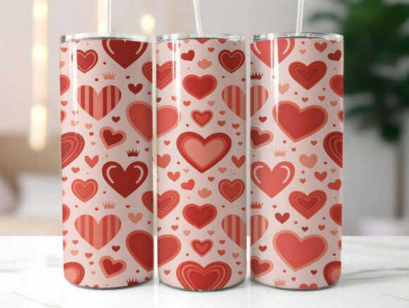 Doodle Heart Valentine 20oz Tumbler Wrap