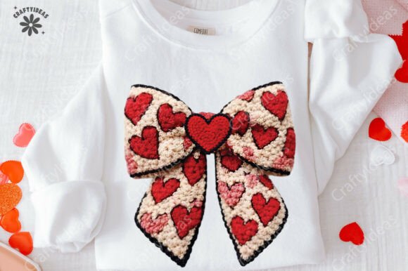 Faux Yarn Crochet Coquette Heart PNG