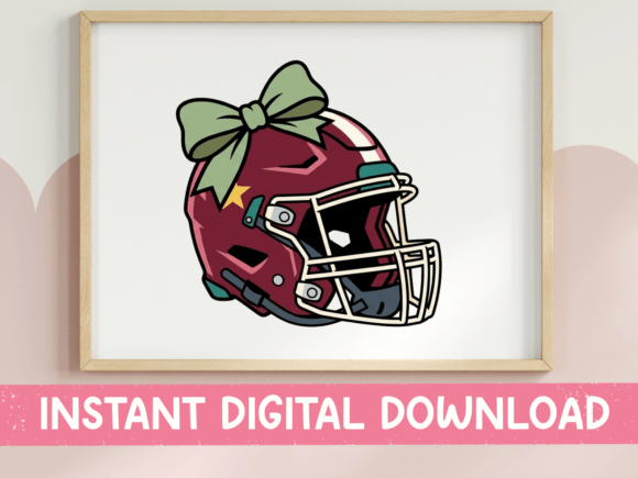 Football Helmet with Green Bow Design