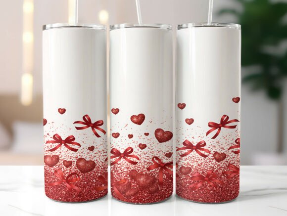 Glitter Valentine Coquette Heart Tumbler