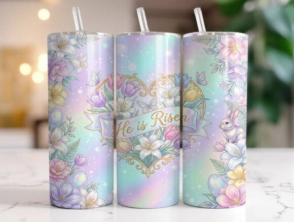 He is Risen Pastel Floral Tumbler Wrap