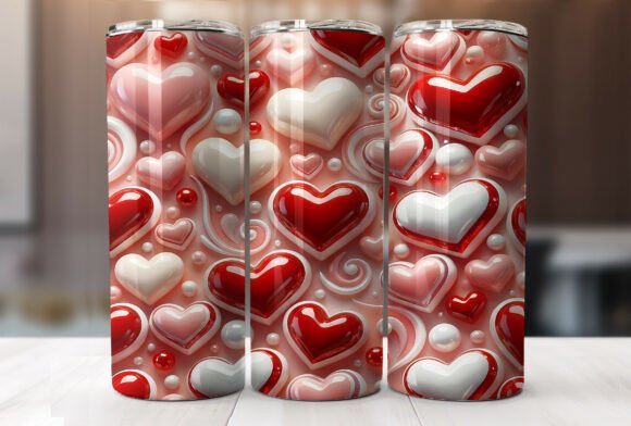 Hearts Valentine's Day Tumbler Wrap PNG