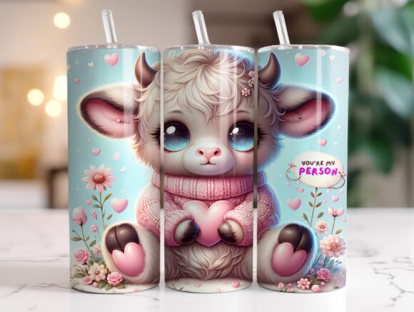 Highland Cow Valentine 20oz Tumbler Wrap