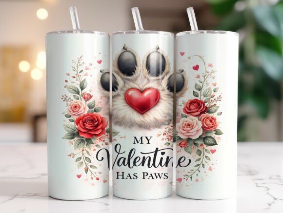 My Valentine Has Paws 20oz Tumbler Wrap
