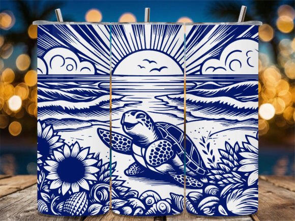 Ocean Sunset Beach Scene Tumbler