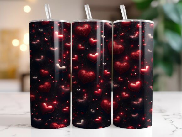 Red Heart Love Valentine Tumbler Wrap