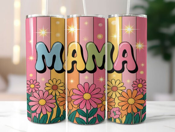 Retro Boho Colorful Mama Tumbler Wrap