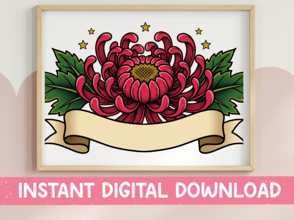 Review: Red Chrysanthemum Tattoo Banner Flag Design
