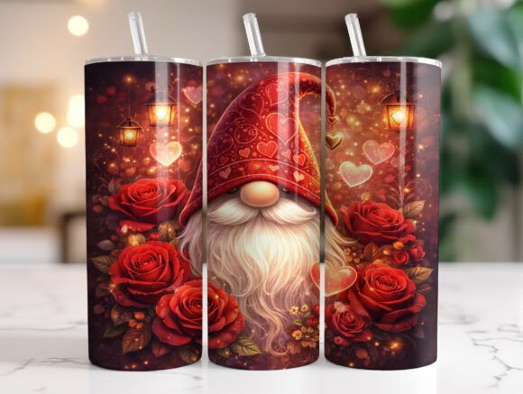 Roses Gnome Valentine 20oz Tumbler Wrap