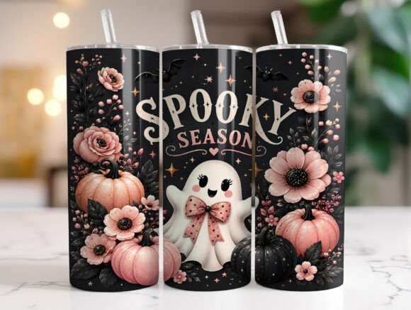 Spooky Season Ghost Pumpkin Tumbler Wrap