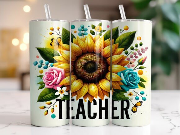 Sunflower Teacher 20 Oz Tumbler Wrap