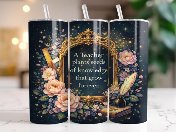 Teacher Quote Floral 20 Oz Tumbler Wrap
