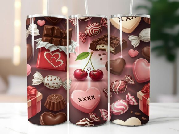 Valentine Candy Hearts 20oz Tumbler Wrap