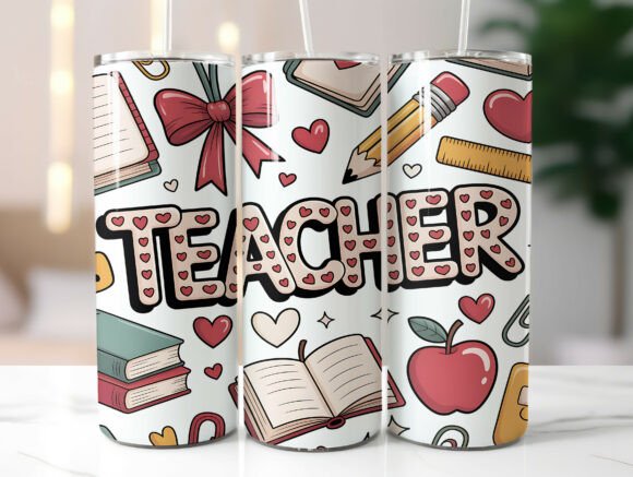 Valentine Teacher Love 20oz Tumbler Wrap