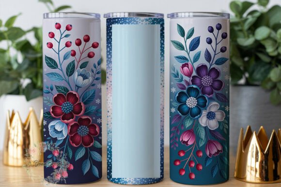 Winter Floral Name 20oz Tumbler Wrap
